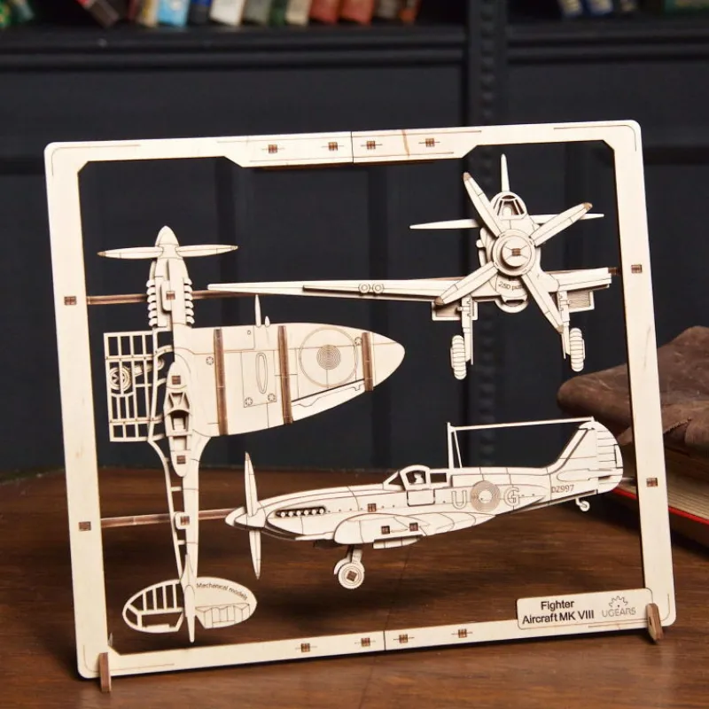 UGEARS models Avion de chasse – UGEARS Puzzle 2,5D en bois< Déco Design | Puzzles 3d