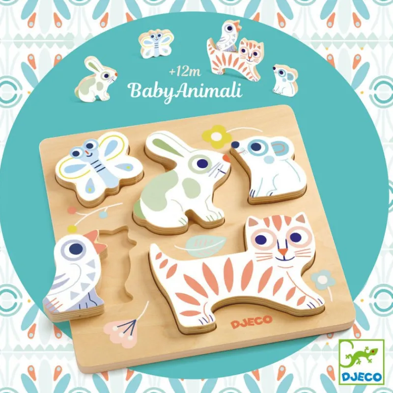 Djeco BabyAnimali, puzzle d'encastrement 6121<Enfant Puzzle Djeco | Puzzles 1er Age