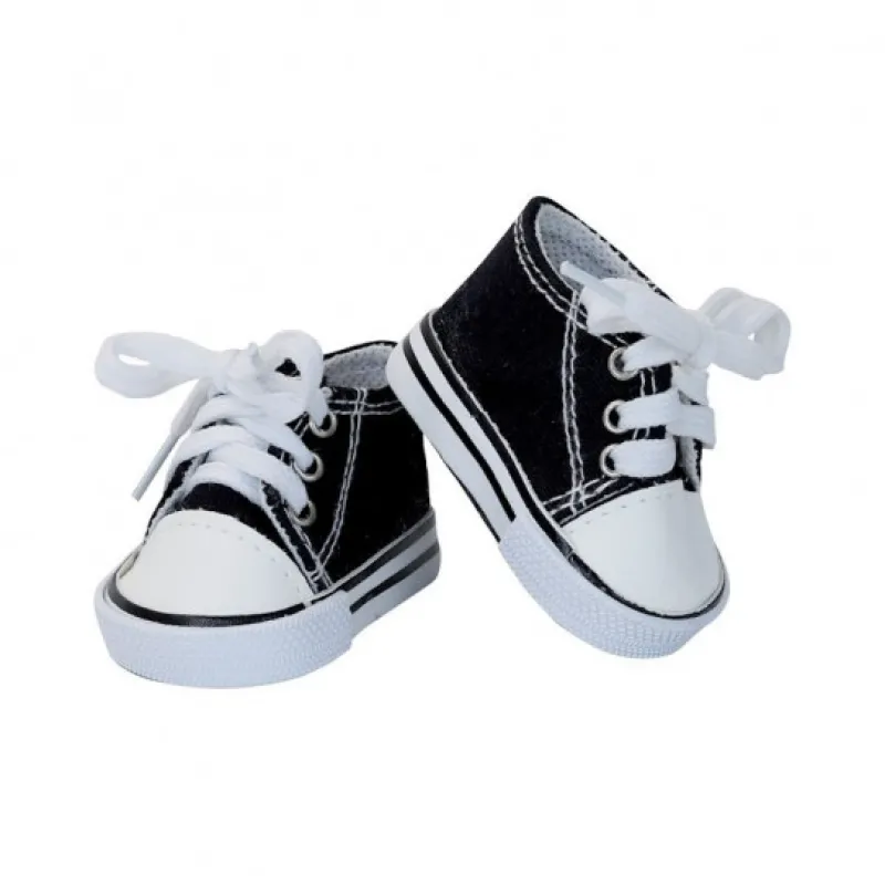 Petitcollin Baskets noires en toile pour poupées de 36 cm< Poupées, Peluches