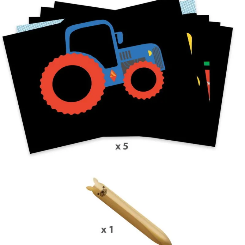 Djeco Cartes à gratter des tout-petits 'Véhicules à découvrir' 0040< Cartes À Gratter