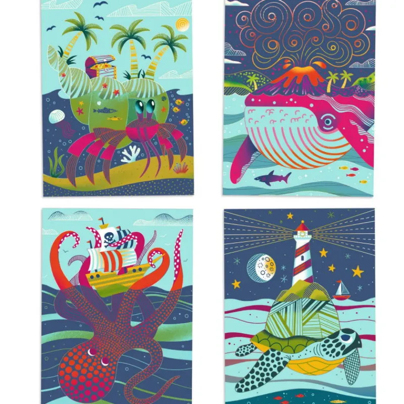 Djeco Cartes à gratter duo color "Dessus-dessous" 9714< Cartes À Gratter