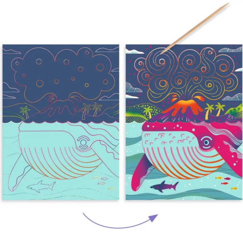 Djeco Cartes à gratter duo color "Dessus-dessous" 9714< Cartes À Gratter