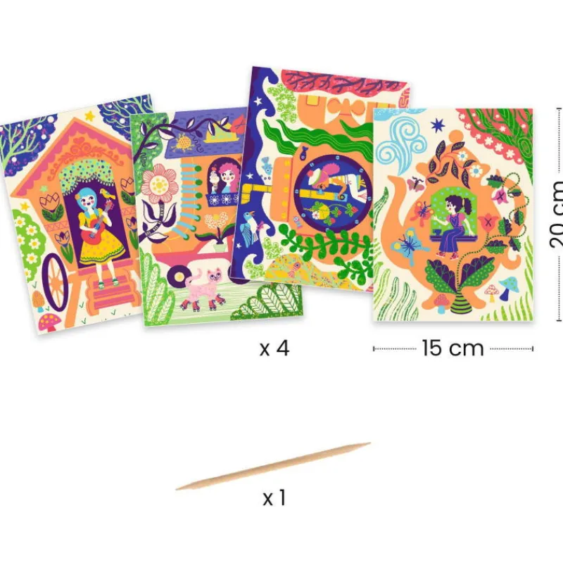 Djeco Cartes à gratter duo color "Drôles de maisons" 9713< Cartes À Gratter