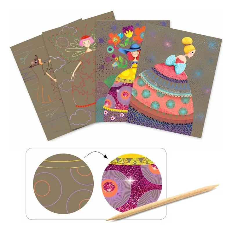 Djeco Cartes à gratter 'Le bal des coquettes' 9725< Cartes À Gratter