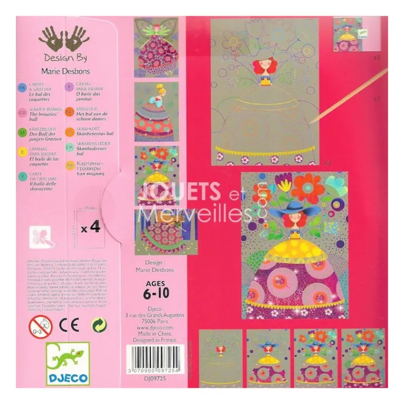 Djeco Cartes à gratter 'Le bal des coquettes' 9725< Cartes À Gratter