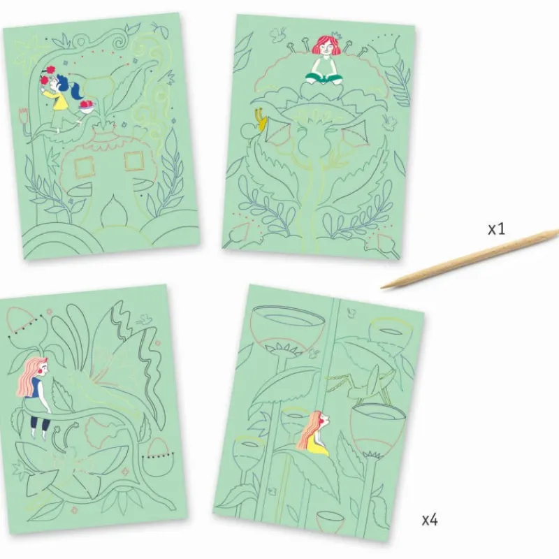 Djeco Cartes à gratter pastel 'Jardin fabuleux' 9719< Cartes À Gratter