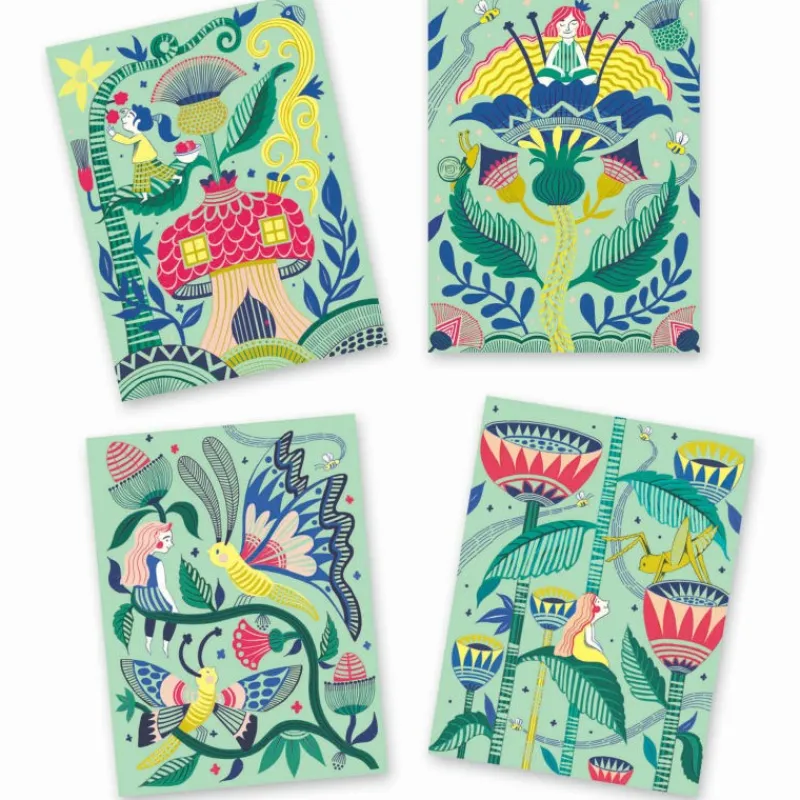 Djeco Cartes à gratter pastel 'Jardin fabuleux' 9719< Cartes À Gratter