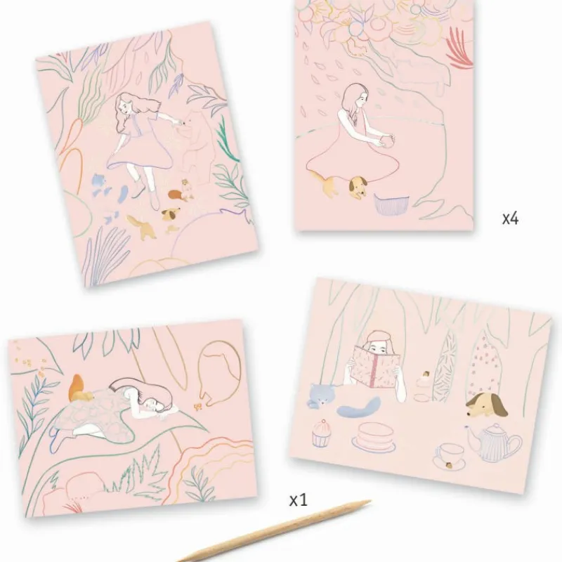 Djeco Cartes à gratter pastel 'Pique-nique' 9738< Cartes À Gratter