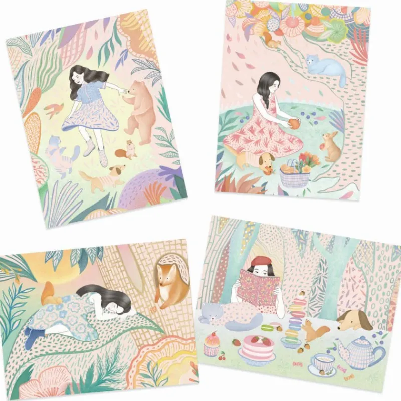 Djeco Cartes à gratter pastel 'Pique-nique' 9738< Cartes À Gratter