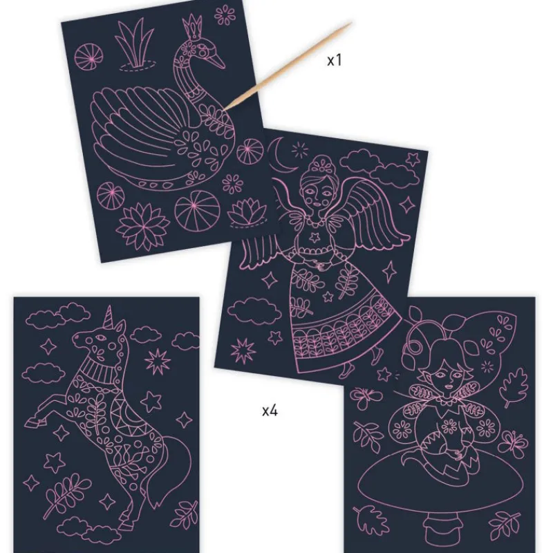 Djeco Cartes à gratter phosphorescentes "Monde merveilleux" 9715< Cartes À Gratter