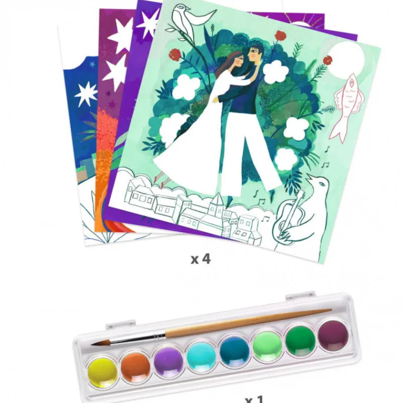 Djeco Cartes à peindre "En rêve" 9380 inspired by Marc Chagall< Dessin, Peinture, Coloriage | Djeco Inspired By