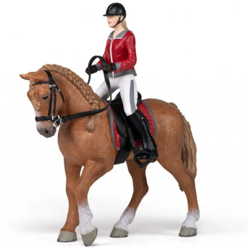 Papo Cheval de promenade et sa cavalière, figurine 51564< Figurines Papo | Ferme En Bois, Centre Équestre Et Zoo