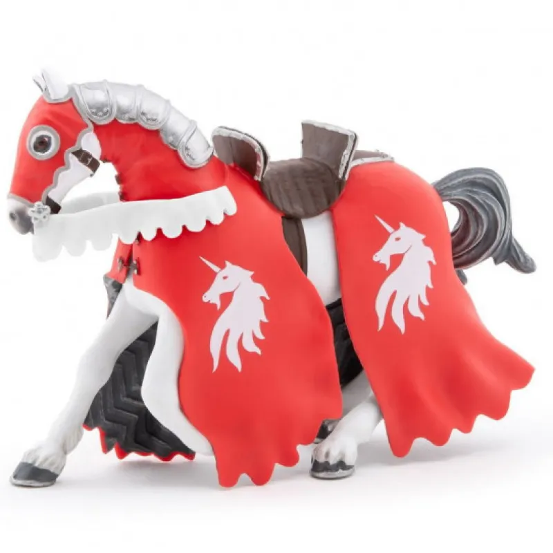 Papo Cheval du chevalier rouge à la lance, figurine 39781< Figurines Papo | Château Fort En Bois