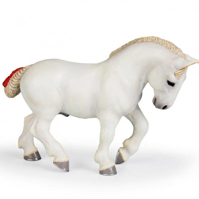 Papo Cheval percheron blanc 51567< Figurines Papo | Ferme En Bois, Centre Équestre Et Zoo