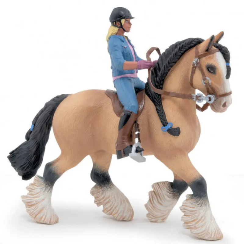 Papo Cheval Tinker et sa jeune cavalière, figurine 51572< Figurines Papo | Ferme En Bois, Centre Équestre Et Zoo