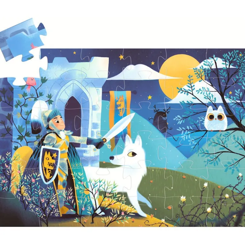Djeco Chevalier de la pleine lune, puzzle 36 pcs silhouette 7237<Enfant Puzzle Djeco | Puzzles Dès 4 Ans, 36 Pcs