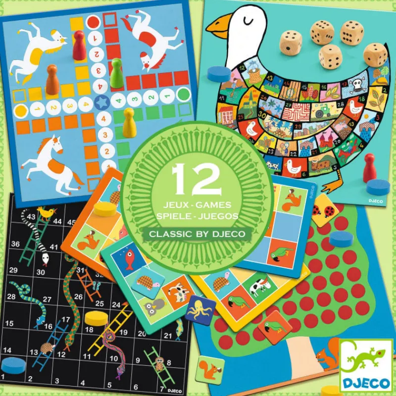 Djeco Coffret 12 jeux classiques adaptés aux petits 5218< Jeux De Société