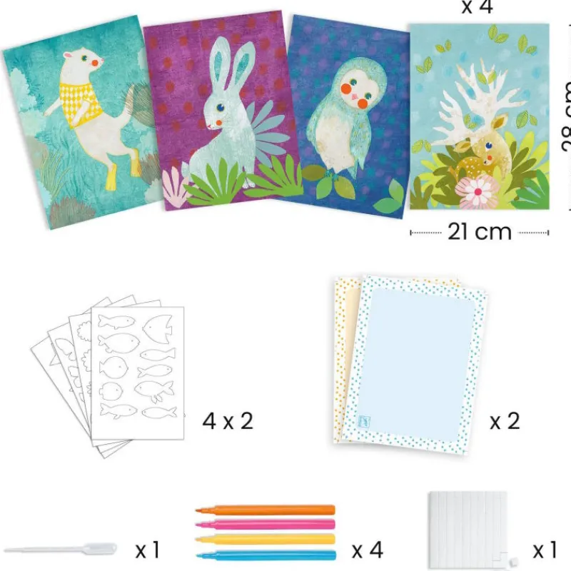 Djeco Coffret dessin "Créer avec du papier buvard" 0082< Dessin, Peinture, Coloriage