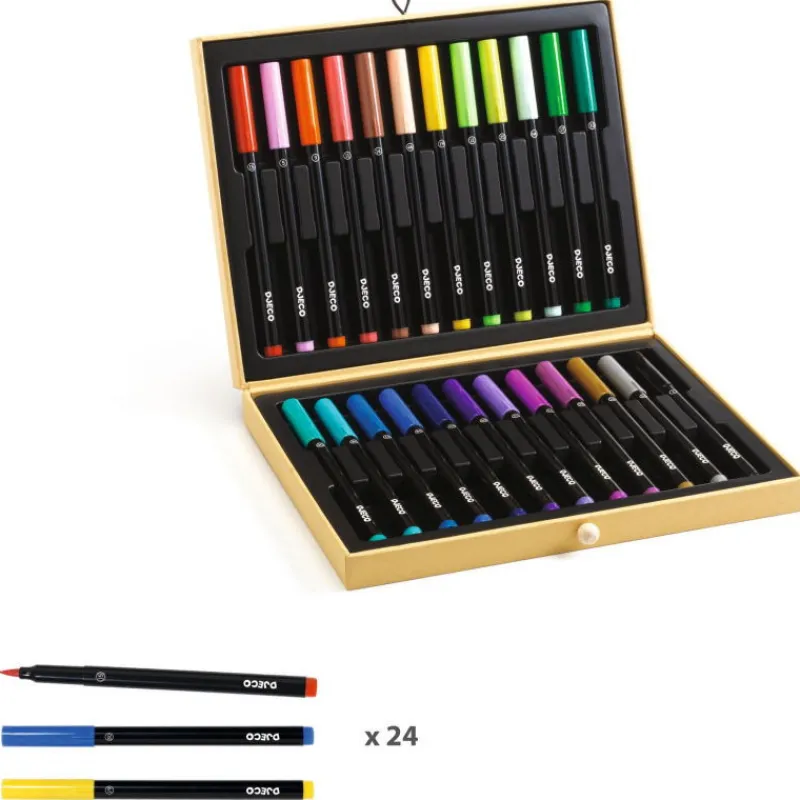 Djeco Coffret Mes premiers feutres pinceaux 8795< Feutres, Gouaches Et Pinceaux