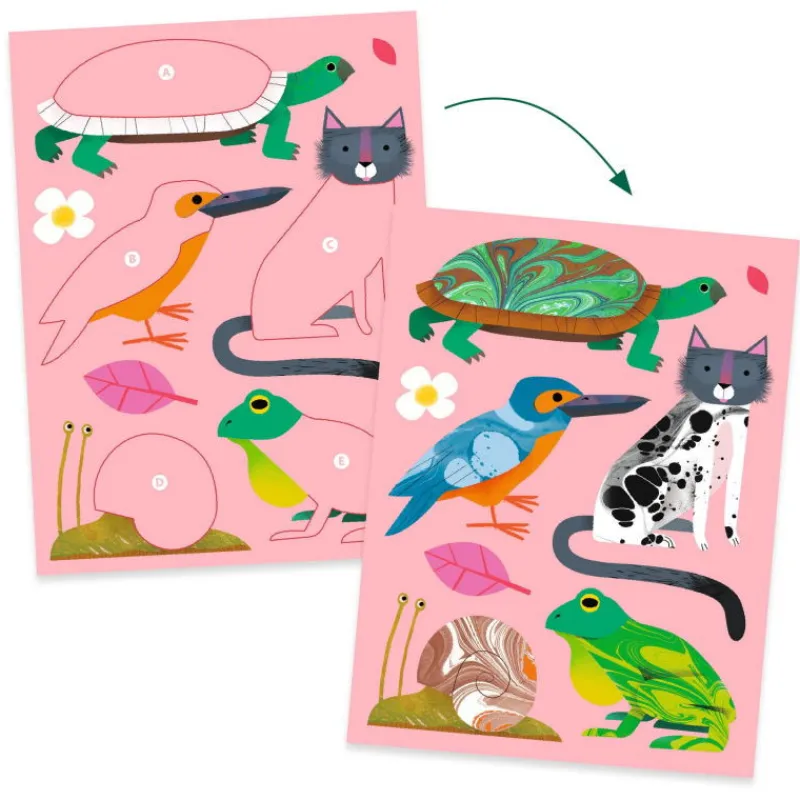 Djeco Coffret papier marbré "Colorful" 9351< Dessin, Peinture, Coloriage