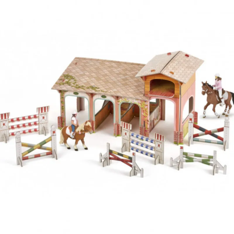 Papo Coffret Poney Club 80313< Ferme En Bois, Centre Équestre Et Zoo