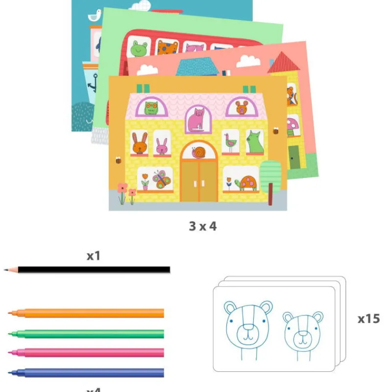 Djeco Coffret pour dessiner "Décalquer est un art" 9289< Dessin, Peinture, Coloriage