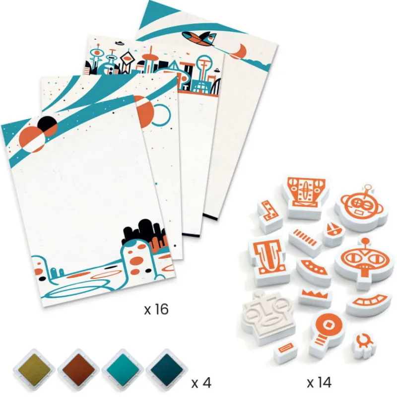 Djeco Coffret tampons "Alien robots" 8740< Tampons