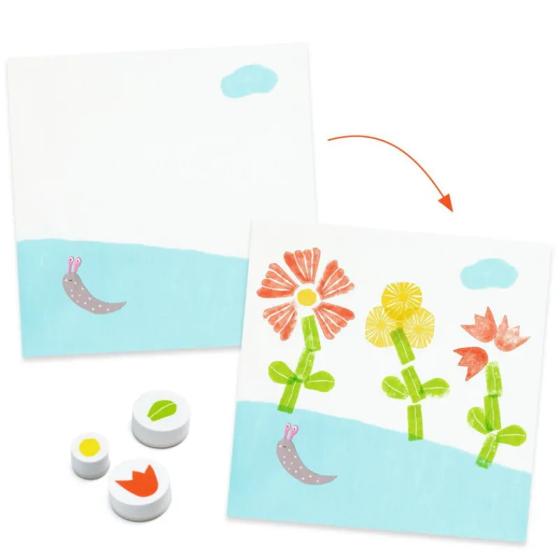 Djeco Coffret tampons "Avec des fleurs" 9950< Tampons