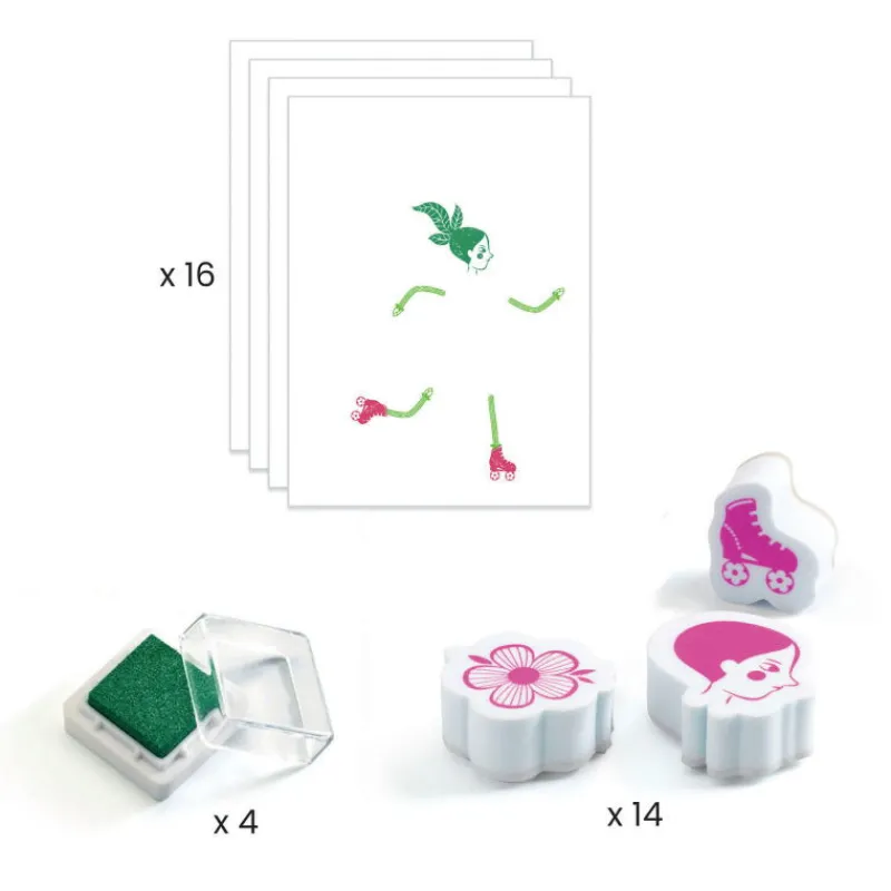 Djeco Coffret tampons "Flower girls" 8741< Tampons