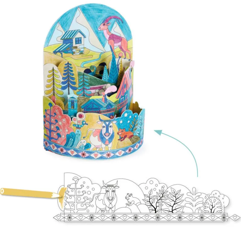 Djeco Coloriage 3D "Au sommet... du monde" 8743< Dessin, Peinture, Coloriage