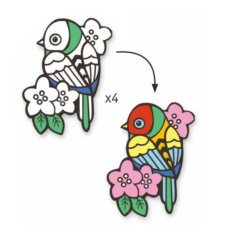 Djeco Coloriage velours "Bébés oiseaux" 9099< Dessin, Peinture, Coloriage