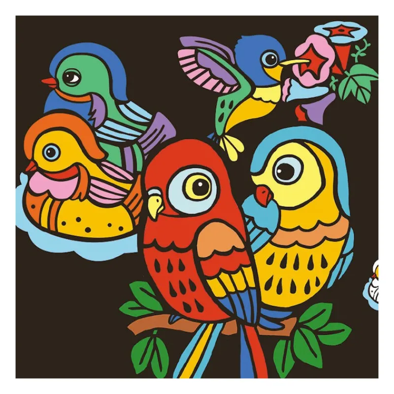 Djeco Coloriage velours "Bébés oiseaux" 9099< Dessin, Peinture, Coloriage
