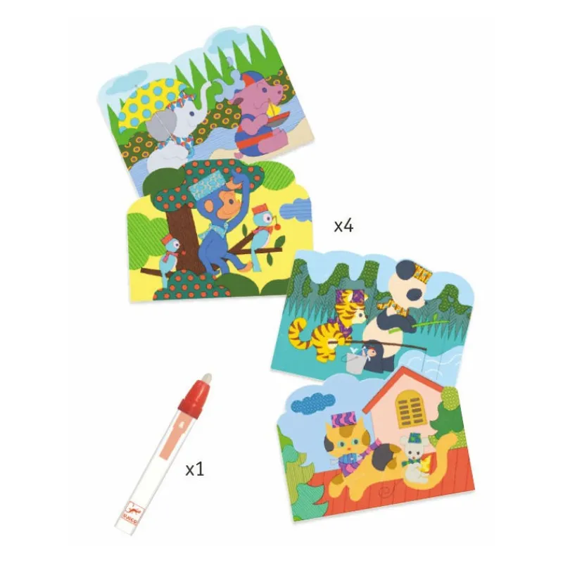 Djeco Coloriages magiques à l'eau "Caché dehors" 9065< Dessin, Peinture, Coloriage