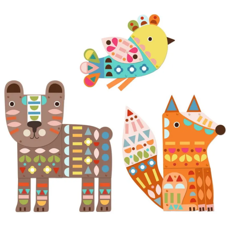 Djeco Créer avec du papier "3 animaux géants" 9895<Enfant Paper Toys | Autocollants Et Décalcomanies