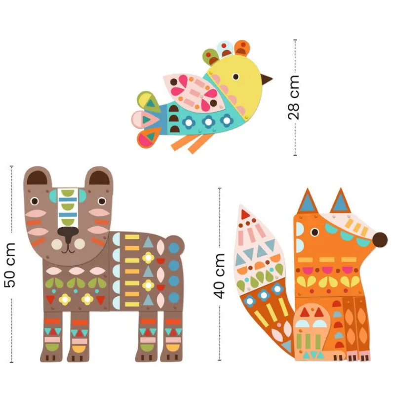 Djeco Créer avec du papier "3 animaux géants" 9895<Enfant Paper Toys | Autocollants Et Décalcomanies