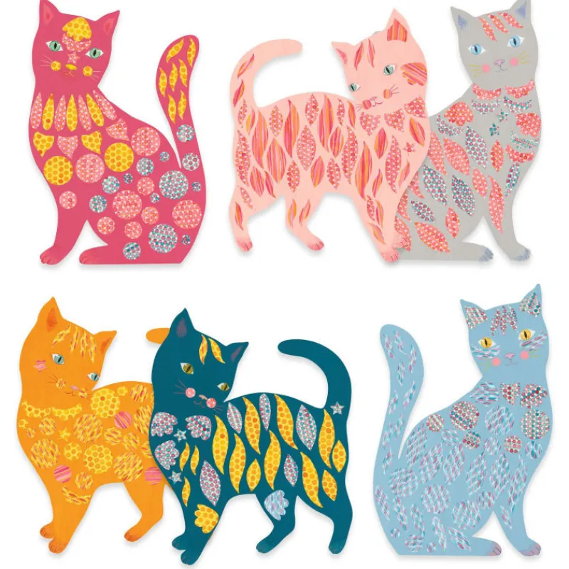 Djeco Créer avec du papier "Les jolis chats d'Elodie" 0079< Autocollants Et Décalcomanies