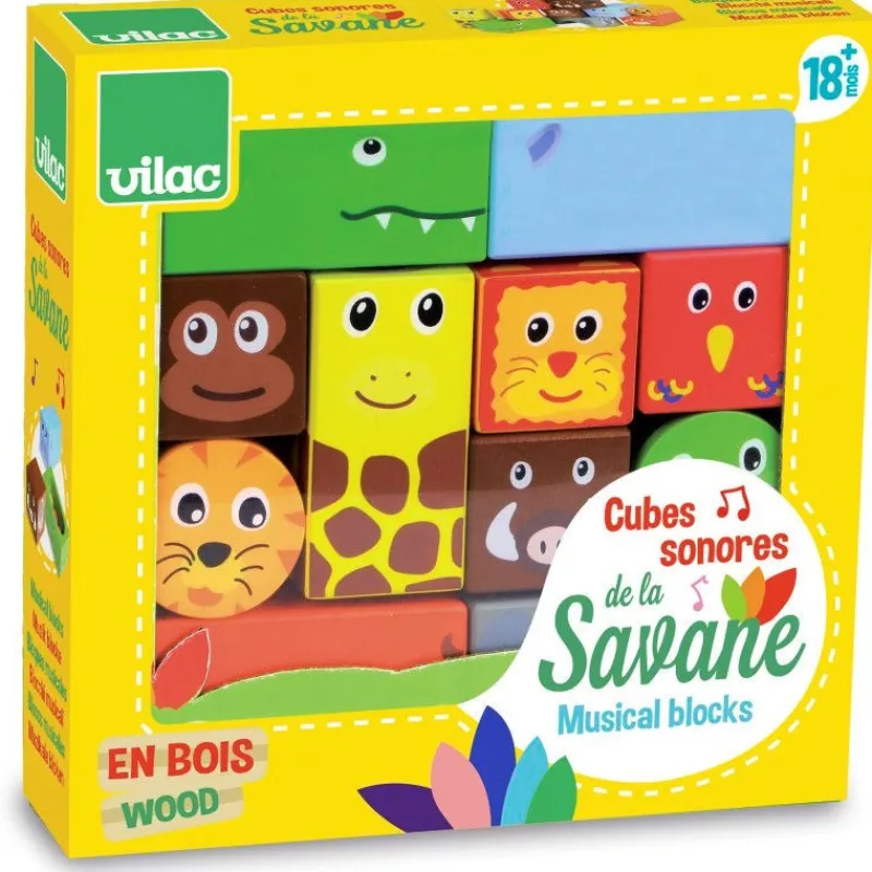 VILAC Cubes sonores de la Savane 2101< Jouets Cubes En Bois