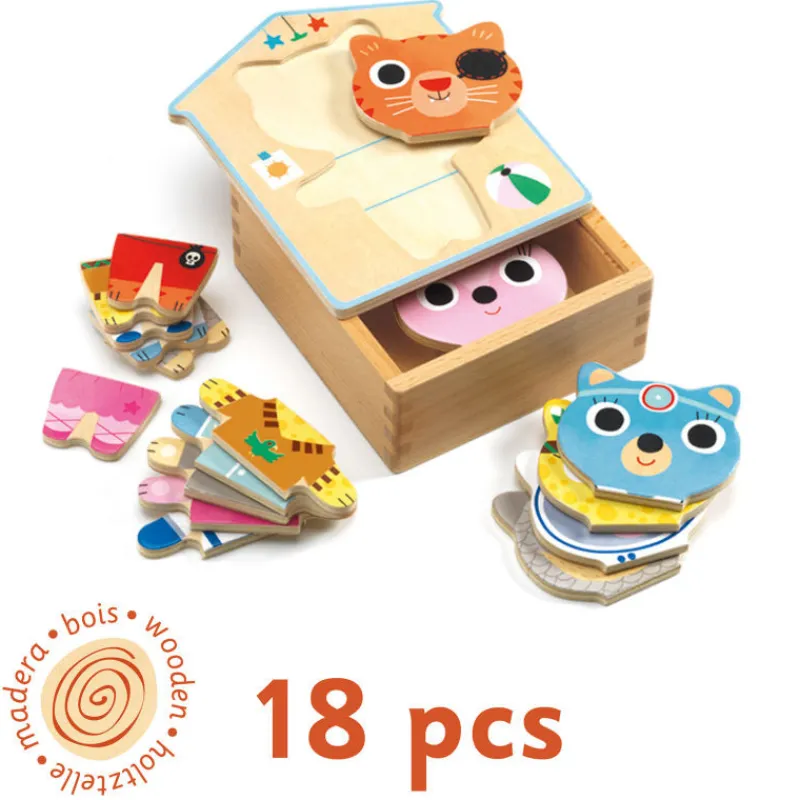 Djeco Dressup-mix, 6 puzzles 3 pièces 1678<Enfant Puzzle Djeco | Puzzles Dès 2 Ans: 2, 12 Et 24 Pcs
