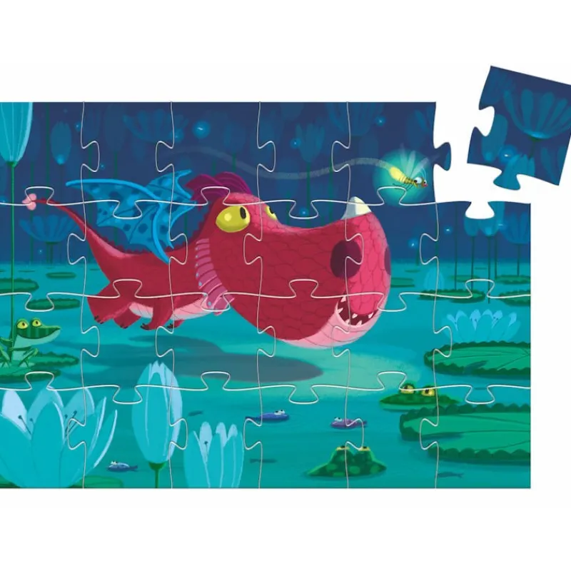 Djeco Edmond le dragon, puzzle 24 pcs silhouette 7214<Enfant Puzzle Djeco | Puzzles Dès 2 Ans: 2, 12 Et 24 Pcs