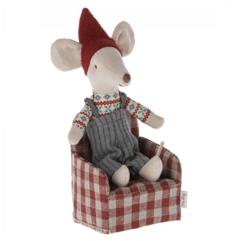 Maileg Fauteuil à carreaux pour souris - rouge -< Maison De Poupées
