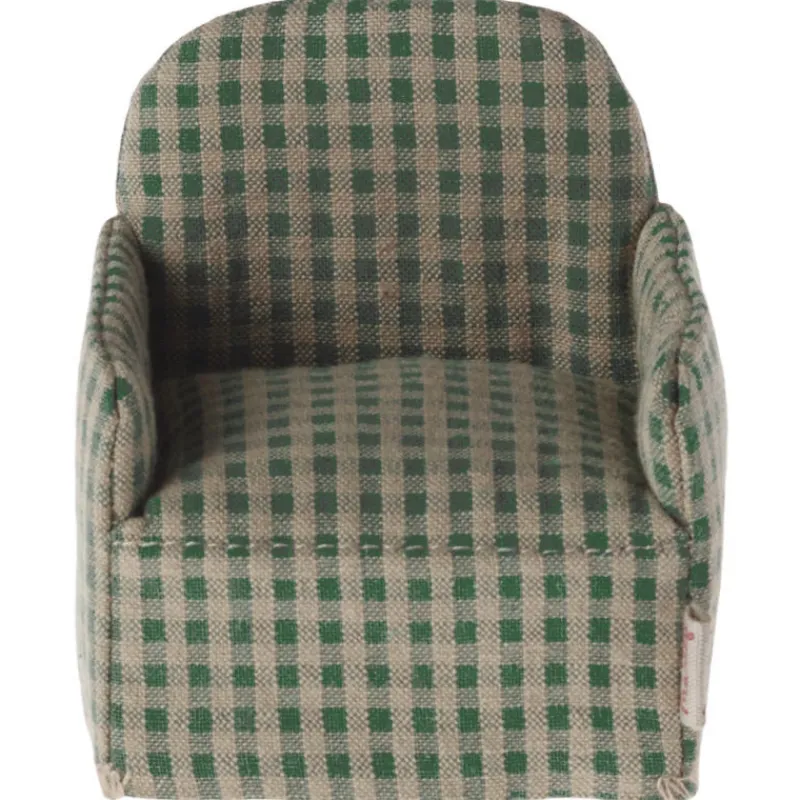Maileg Fauteuil en tissu Vichy vert pour souris< Maison De Poupées