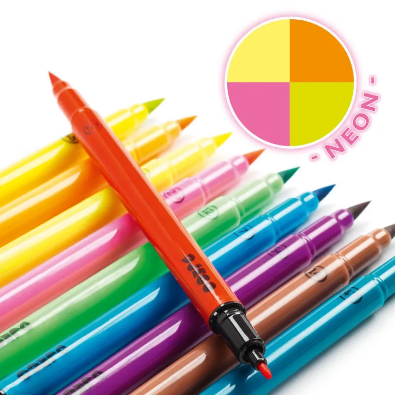 Djeco 10 feutres pinceaux couleurs pop 8799< Feutres, Gouaches Et Pinceaux