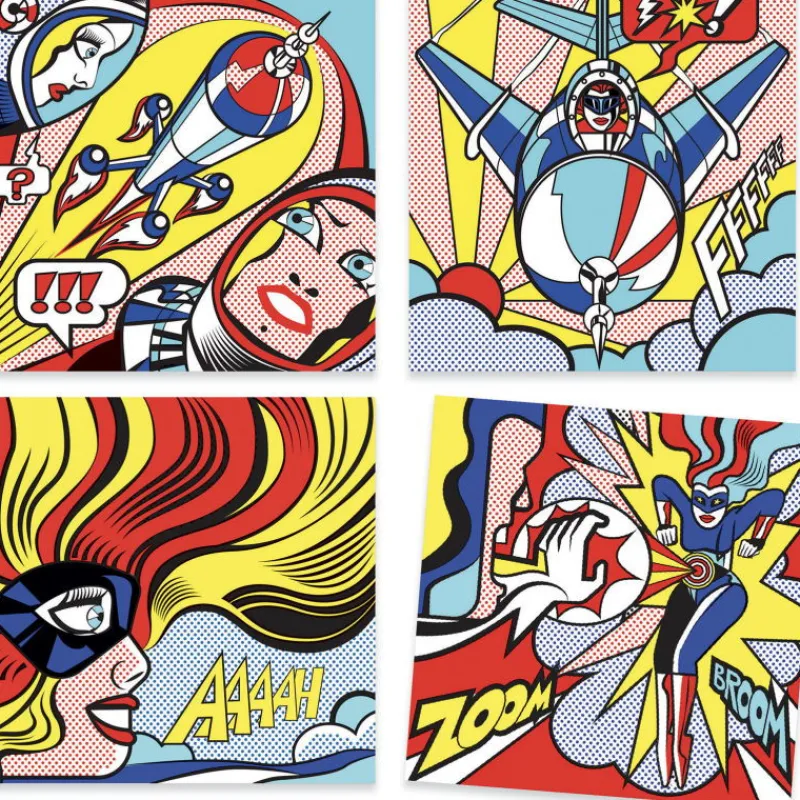 Djeco Feutres pinceaux et décalcomanies "Heroes" 9376 inspired by Roy Lichtenstein< Autocollants Et Décalcomanies | Djeco Inspired By