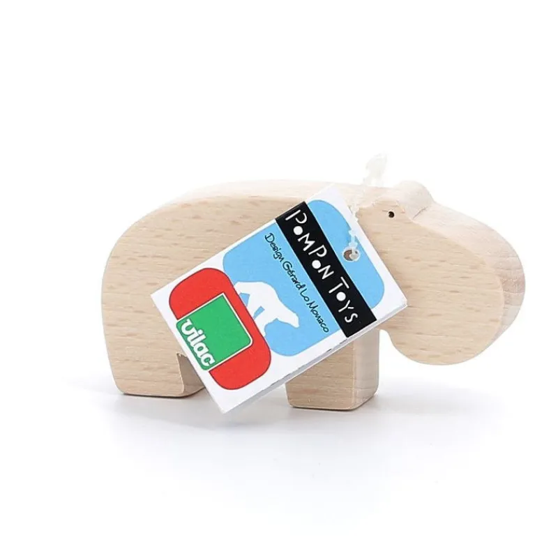 VILAC Figurine d'animal en bois "Hippopotame" de Pompon, 9103D< Jouets Cubes En Bois | Jouets D'éveil, Hochets