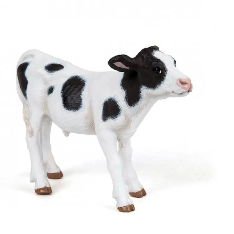 Papo Figurine veau noir et blanc, jouet veau< Figurines Papo | Ferme En Bois, Centre Équestre Et Zoo