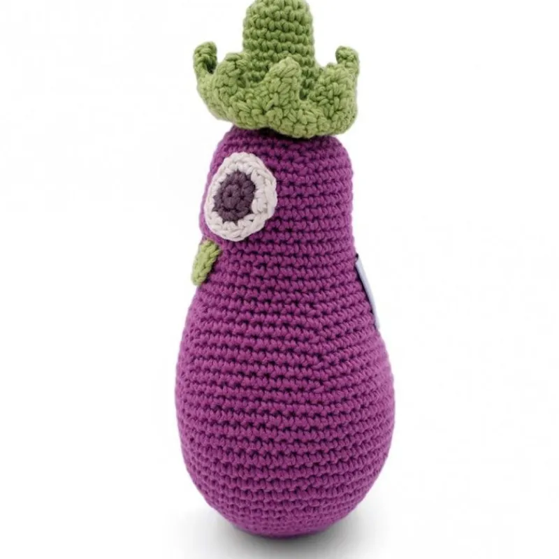MyuM Hochet aubergine en crochet "The veggy toys", coton bio< Jouets Cuisine, Dînette | Jouets D'éveil, Hochets