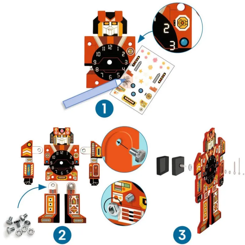 Djeco Horloge à créer "Robotime" DIY 7984<Enfant Autocollants Et Décalcomanies | Bricolage Enfant
