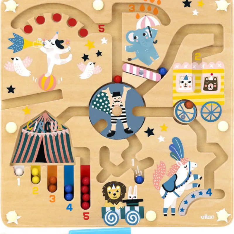 VILAC Jeu de labyrinthe à billes magnétique "Cirque" Michelle Carlslund 8522< Jeux De Société | Jouets À Encastrer, Empiler