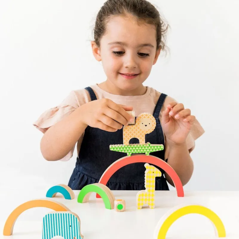 Petit Collage Jeu d'équilibre en bois "Arc-en-ciel"< Jeux De Société | Jouets Cubes En Bois