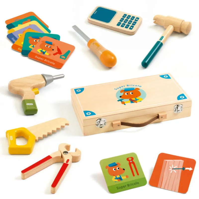 Djeco Jouet boîte à outils "Super Bricolo" 6500< Jeux De Construction | Jouets À Encastrer, Empiler